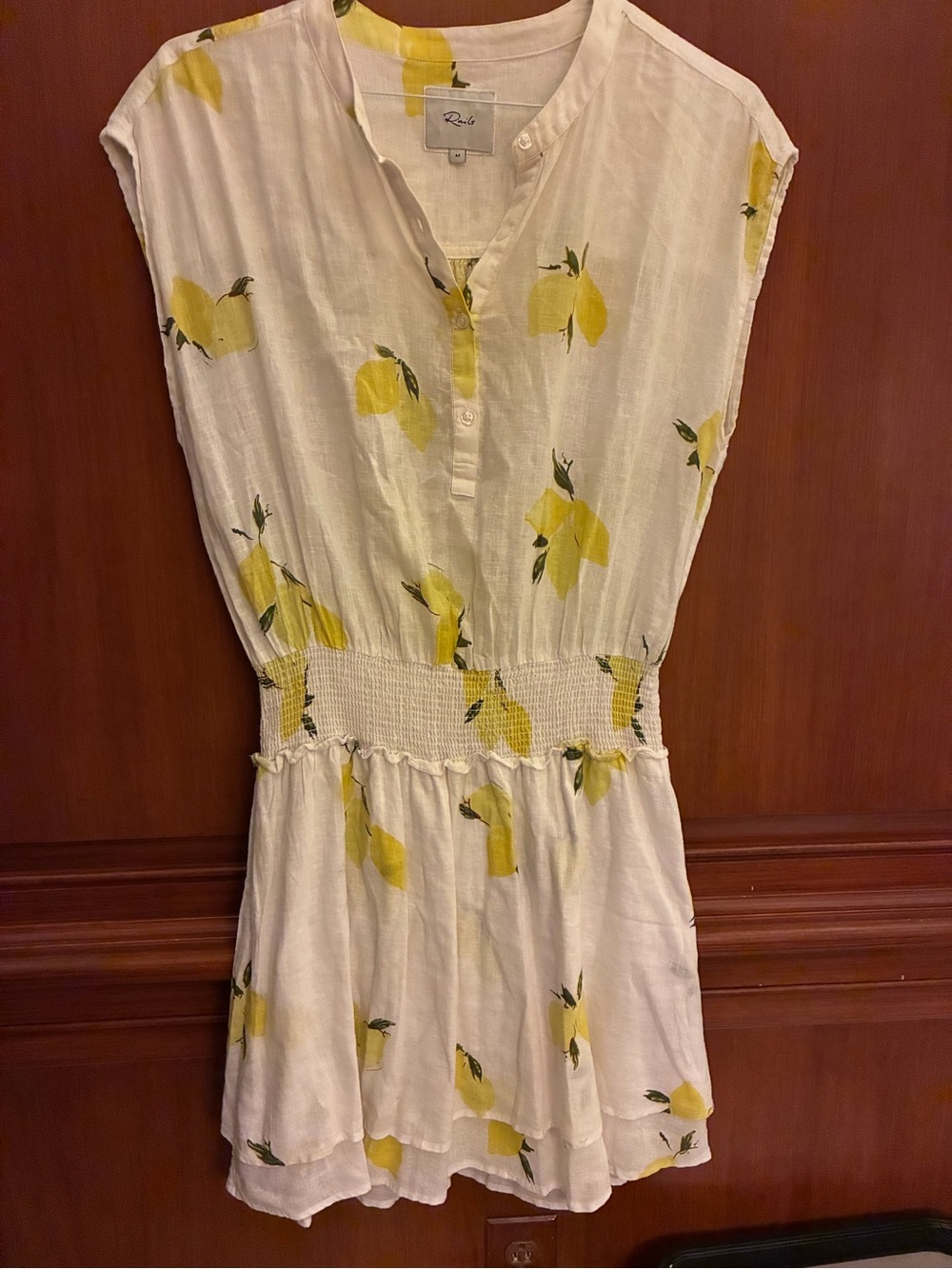 Rails White Dress with Yellow Lemon Print